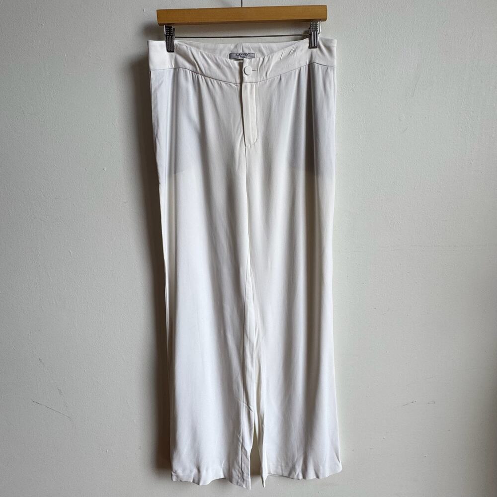 LANVIN PARIS White Crepe Wide-leg Pants